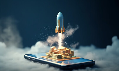 the concept of earning through a smartphone. generative ai