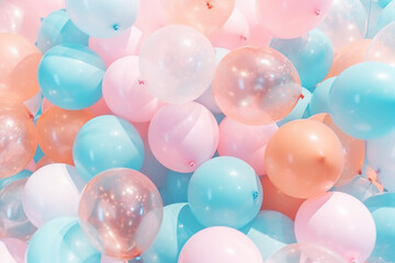 Obraz premium texture background of multicolored rubber balloons. Generative AI