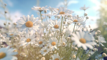 daisies background nature graphics, flower nature ornament. generative ai
