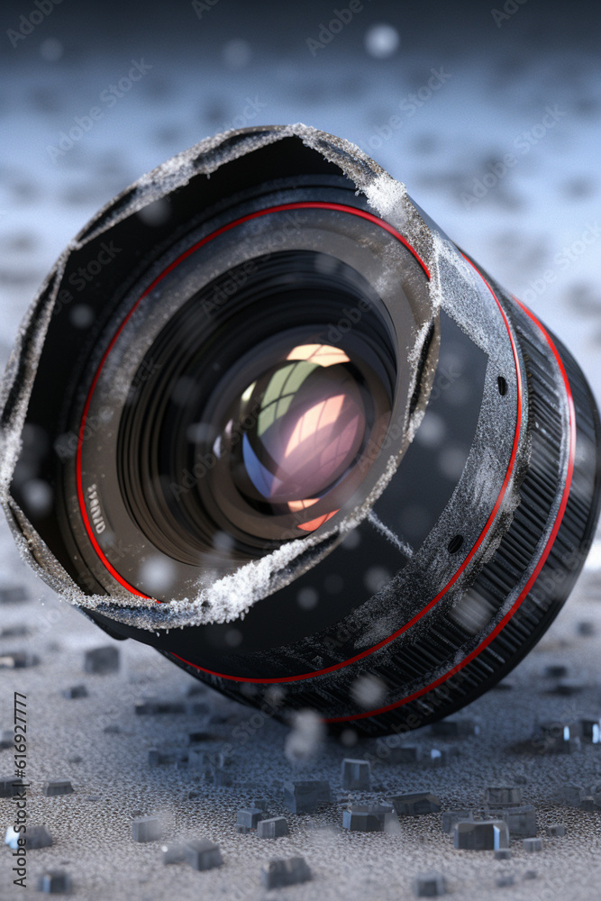Aufkleber an image of a camera lens with a weather-sealed construction, showcasing its durability and suitabil