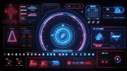 Futuristic HUD Interface Screen Design.Hud,GUI for game background design. Technology background. Digital data. Generative AI