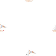 watercolor seamless pattern cute boats. minimalistic children's pattern for textiles, printing, wrapping paper, wallpaper