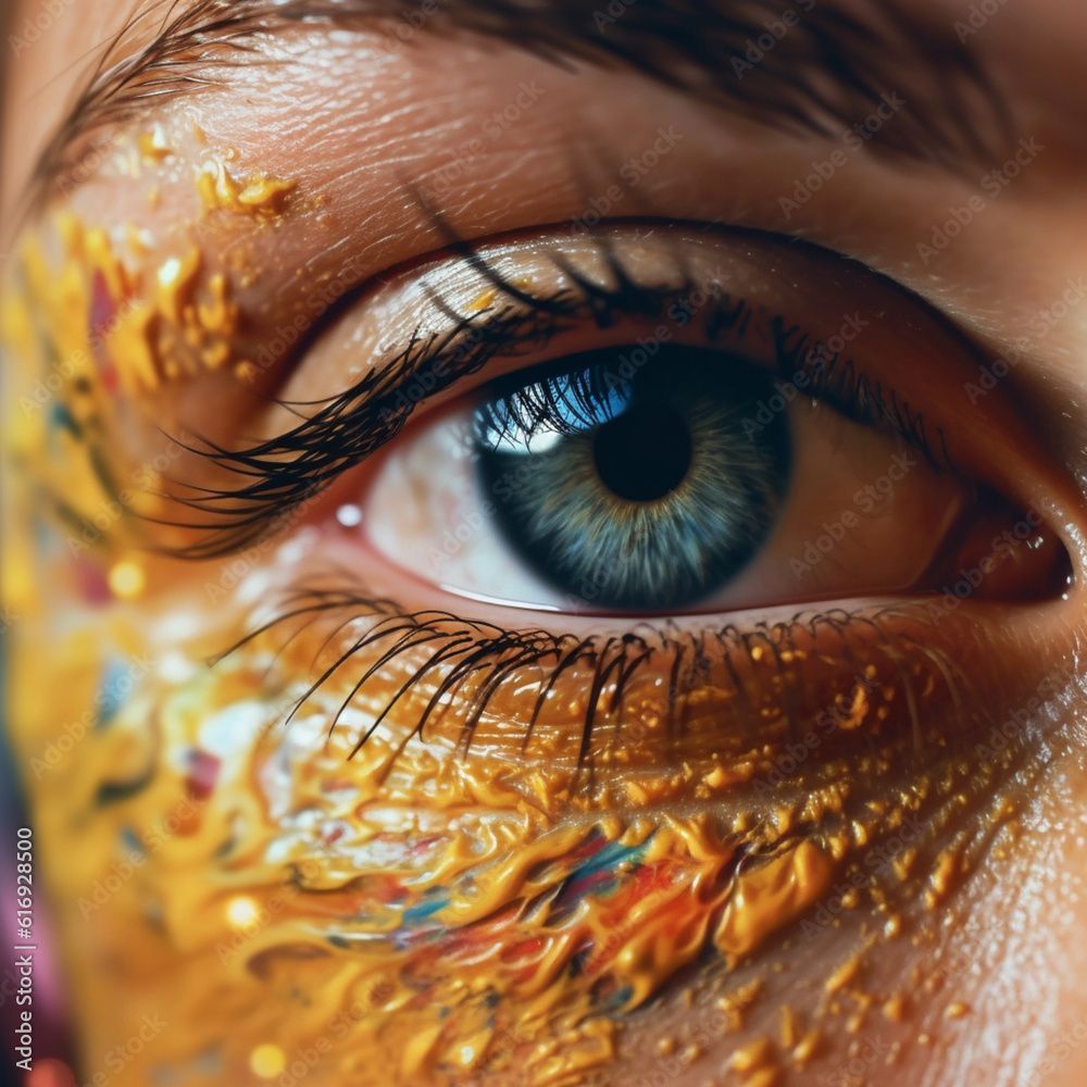 Aufkleber a close-up photograph of a person's eyes peering over the pages of a book, capturing the concentrati