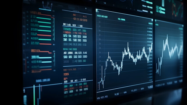 closeup of computer screen with stock market graph created with Generative AI