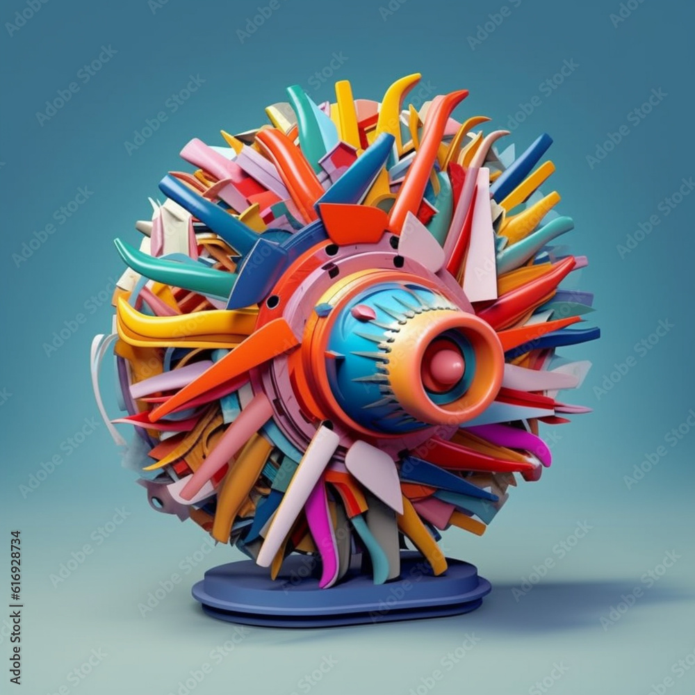 Aufkleber  An abstract sculpture of airplanes created using unconventional materials or unique perspectives, showcasing the creativity and innovation in aviation design.  Generative AI technology.