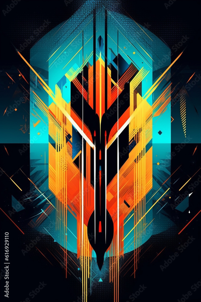 Aufkleber a series of abstract illustrations of bow and arrow silhouettes, playing with negative space and geo