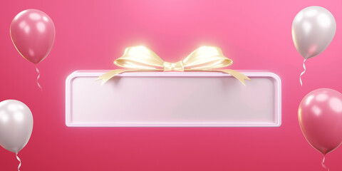 gift box with golden ribbon bow 3d illustration