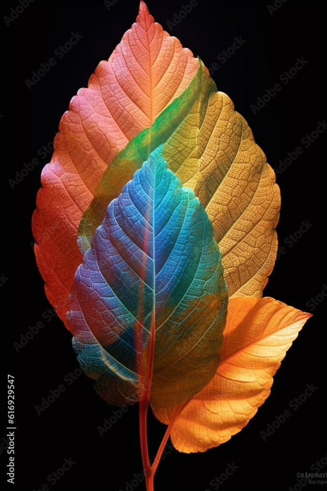 Fototapete a series of abstract photographs of leaves taken in different seasons, showcasing the transformation