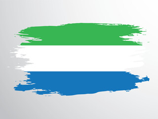 Flag of Sierra Leone painted with a brush