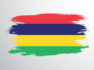 Mauritius flag painted with a brush