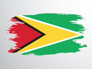 Guyana flag painted with a brush