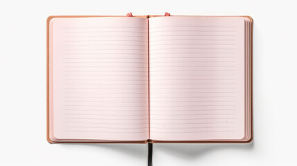 Open notebook isolated on white background.