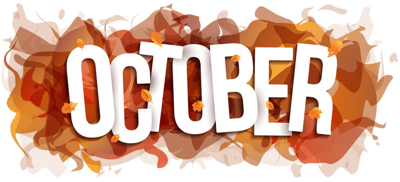 The word ''October'' on brown abstract background