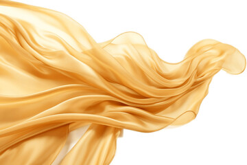 Flying Golden Silk Fabric on Transparent Background. AI