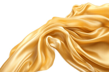 Flying Golden Silk Fabric on Transparent Background. AI