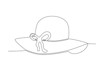 Vector a woman with a large hat is shown in a minimalist style.
