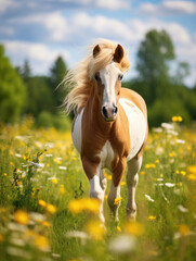 Obraz na płótnie Canvas Happy cute horse on a summer day