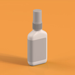 Monochrome Bottle on Orange Background, 3d Rendering