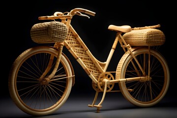 Fototapeta na wymiar A striking image featuring handmade, sustainable bamboo bicycles against a neutral background, reflecting the rise in eco-friendly transportation alternatives.