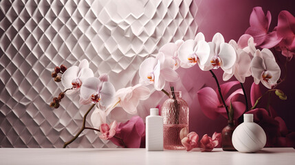 floral background,  beauty and cosmetic product backdrop 