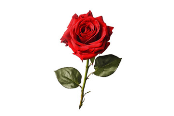 Red Rose Isolated on Transparent Background. AI