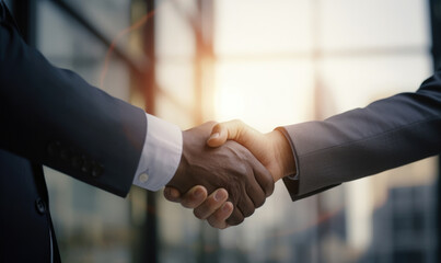 Business handshake with black hand, contract partnership cooperation concept, generative AI - 616934501