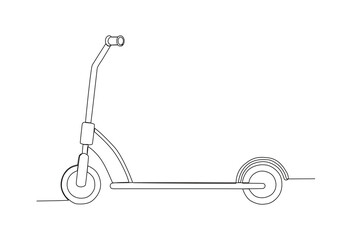 Vector scooter in continuous line art drawing style on premium vector illustration
