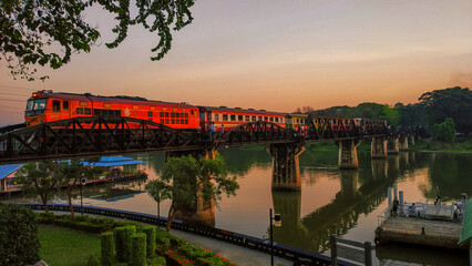 Khwae Yai Bridge in Kanchanaburi Province, Thailand. It was built by Allied prisoners of war (POWs)...