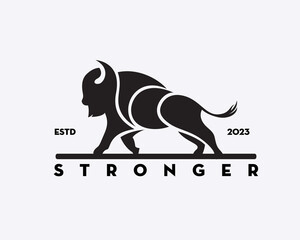 vintage stand bison logo design template illustration inspiration © ShiipArts
