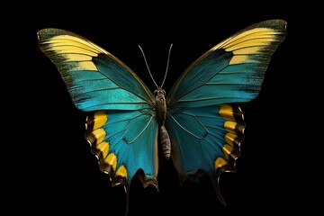 butterfly on black background. Generative AI.