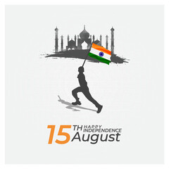 15th August Happy Independence Day of India and creative social media post design template