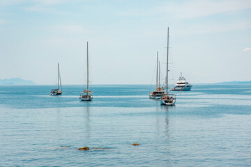 Obraz premium Yacht in the bay. Corfu. Greece.