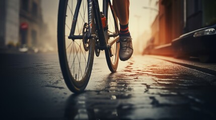 A cyclist's legs spin the pedals. Generative AI