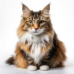 A Norwegian Forest cat (Felis catus) displaying its dichromatic eyes.