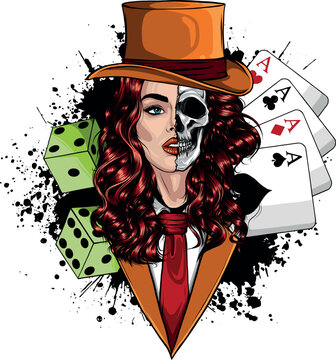 vector illustration of woman joker in suit