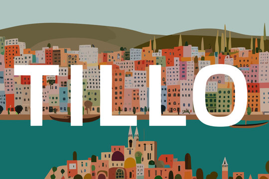 Tillo: Modern illustration of a Turkish scene with the name Tillo in Siirt