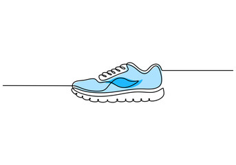 Running Shoes One Line Drawing: Continuous Hand Drawn Sport Theme