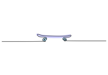 Fototapeta premium Skateboard One Line Drawing: Continuous Hand Drawn Sport Theme Object