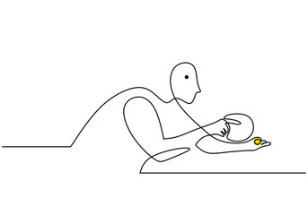 man playing ping pong. Table Tennis Ball One Line Drawing