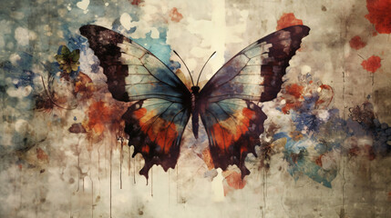 Obraz na płótnie Canvas A grunge butterfly wallpaper texture