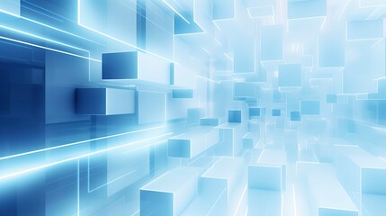 Fototapeta premium Abstract 3D render blue geometric background. Generative AI