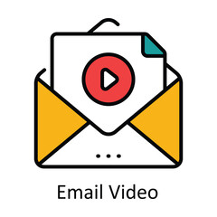 Email Video Filled Outline Icon Design illustration. Online Steaming Symbol on White background EPS 10 File