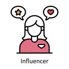 Influencer Filled Outline Icon Design illustration. Online Steaming Symbol on White background EPS 10 File