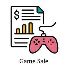 Game Sale Filled Outline Icon Design illustration. Online Steaming Symbol on White background EPS 10 File
