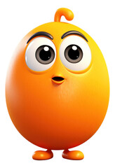 Orange egg ball 3D cartoon character illustration isolated.