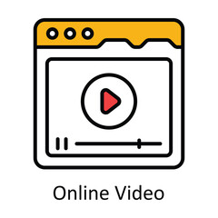 Online Video Filled Outline Icon Design illustration. Online Steaming Symbol on White background EPS 10 File