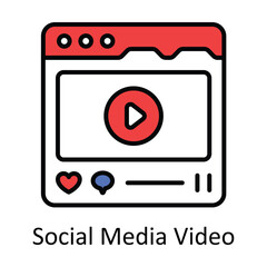 Social Media Video Filled Outline Icon Design illustration. Online Steaming Symbol on White background EPS 10 File