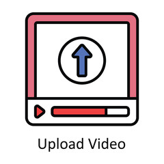Upload Video Filled Outline Icon Design illustration. Online Steaming Symbol on White background EPS 10 File