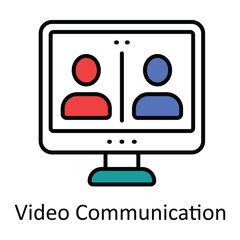 Video Communication Filled Outline Icon Design illustration. Online Steaming Symbol on White background EPS 10 File