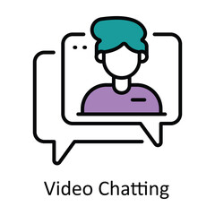 Video Chatting Filled Outline Icon Design illustration. Online Steaming Symbol on White background EPS 10 File